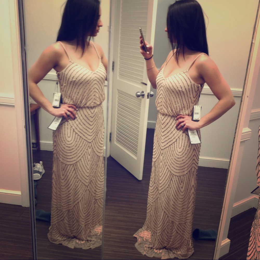 Adrianna Papelle blush and sequin dress